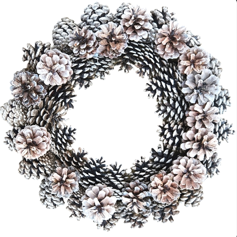 White Frosted Pinecone Wreath
